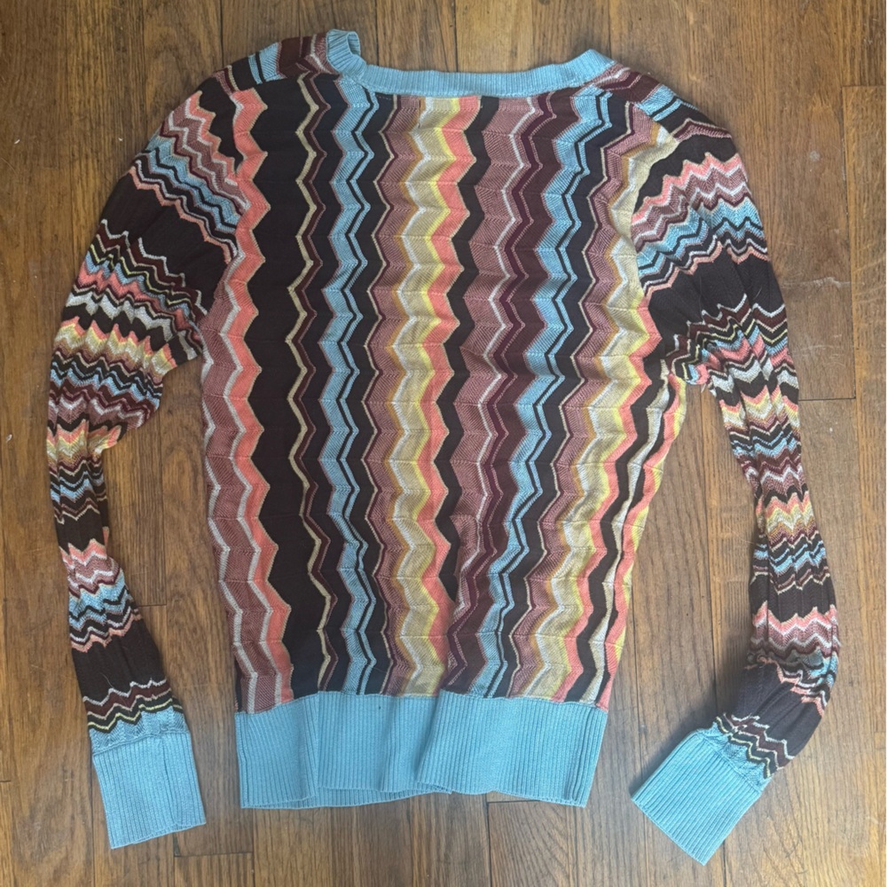 Missoni Vibrant Zigzag Cardigan in Blue, Brown, and Gold - Picture 2 of 4